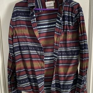 Goodfellow & Co Men's Red and Blue Striped Shirt